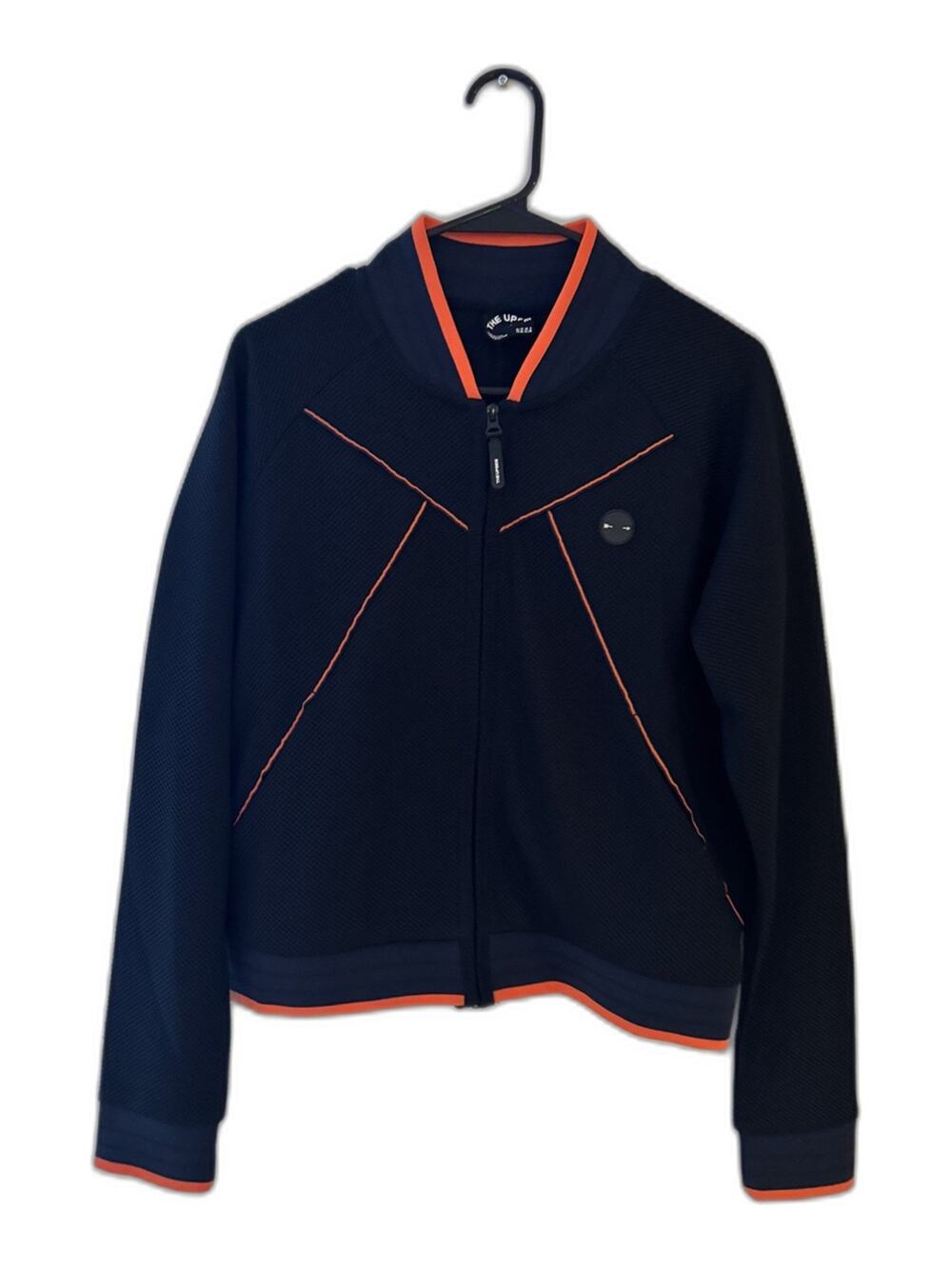 THE UPSIDE Midnight Drop Shot Bomber Jacket Womens M US 8 Navy Orange Piping